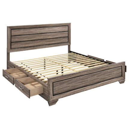 Kauffman Wood Eastern King Storage Panel Bed Washed Taupe product image
