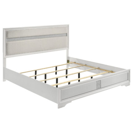 Miranda 54-inch Upholstered Eastern King Panel Bed White product image