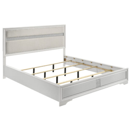 Miranda 54-inch Upholstered California King Panel Bed White product image