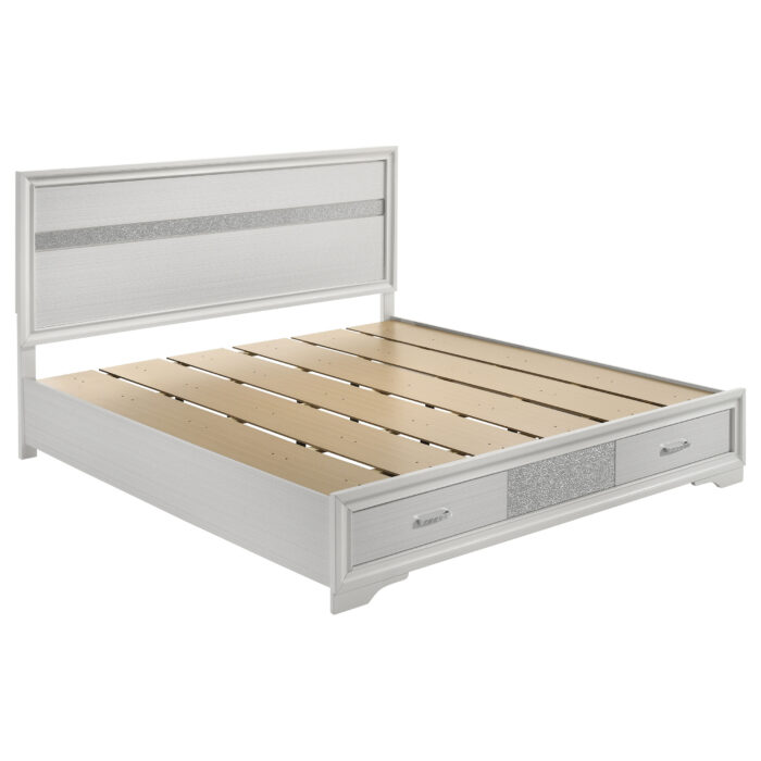 Miranda 51-inch Wood Eastern King Storage Panel Bed White product image