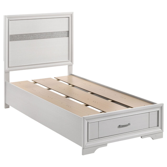 Miranda 51-inch Wood Twin Storage Panel Bed White product image