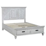 Franco Wood Queen Storage Panel Bed Distressed White product image