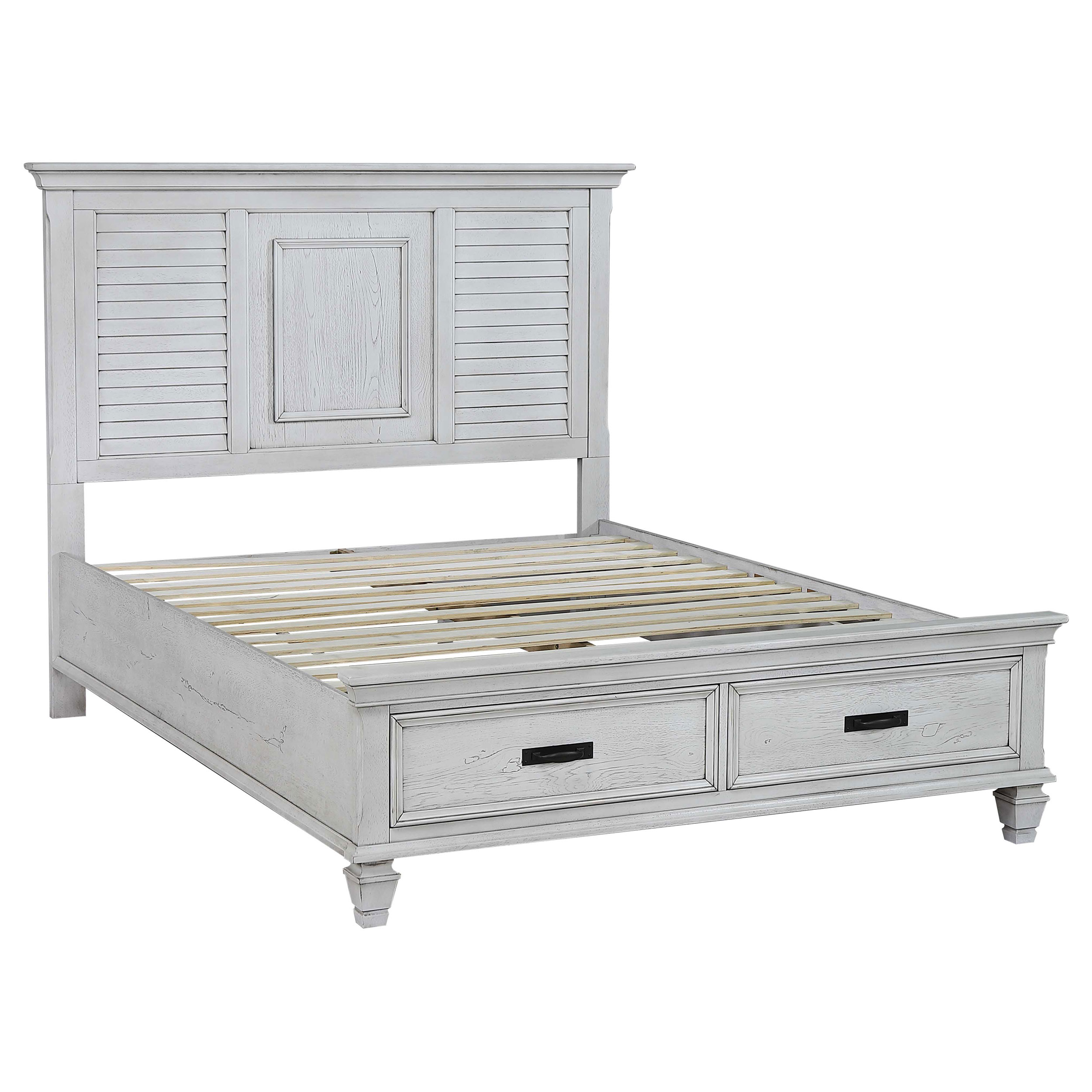 Franco Wood Queen Storage Panel Bed Distressed White Franco Wood Queen Storage Panel Bed Distressed White product image