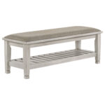 Franco Fabric Upholstered Bench with Shelf Distressed White product image