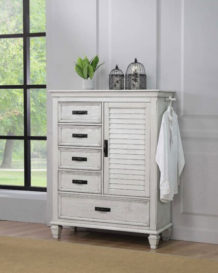 Franco 5-drawer Door Chest Distressed White product image