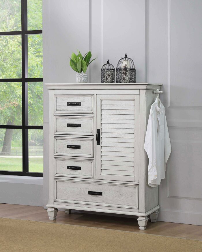 Franco 5-drawer Door Chest Distressed White product image