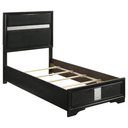 Miranda 54-inch Upholstered Twin Panel Bed Black product image