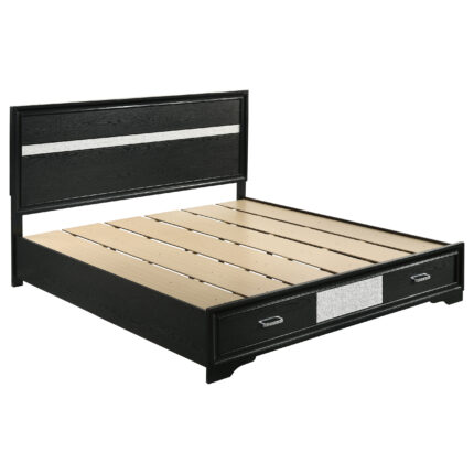 Miranda 51-inch Wood Eastern King Storage Panel Bed Black product image