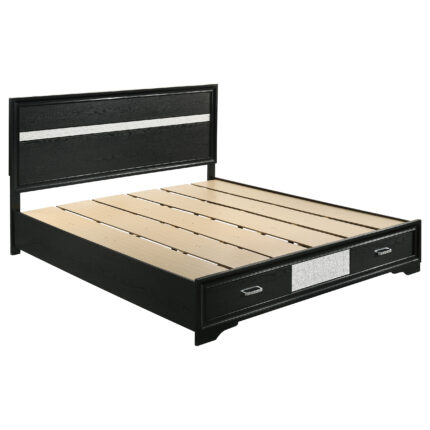Miranda 51-inch Wood California King Storage Panel Bed Black product image