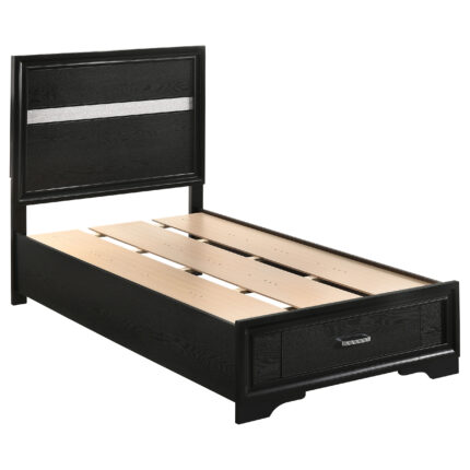 Miranda 51-inch Wood Twin Storage Panel Bed Black product image