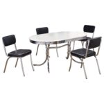 Retro 5-piece Oval Dining Table Set White and Black product image
