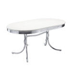 Retro Oval 60-inch Wood Top Dining Table White and Chrome product image