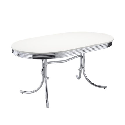 Retro Oval 60-inch Wood Top Dining Table White and Chrome product image