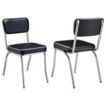 Retro Upholstered Dining Side Chair Black (Set of 2) product image