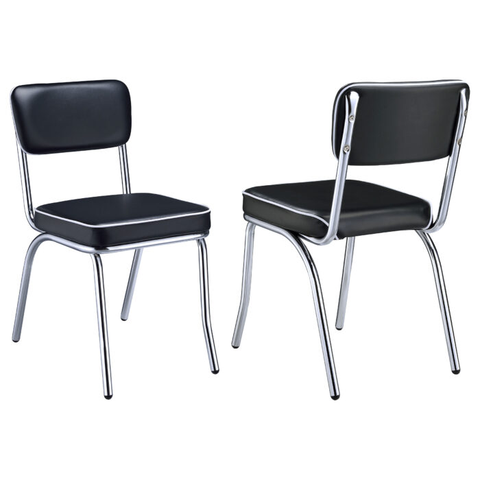 Retro Upholstered Dining Side Chair Black (Set of 2) product image