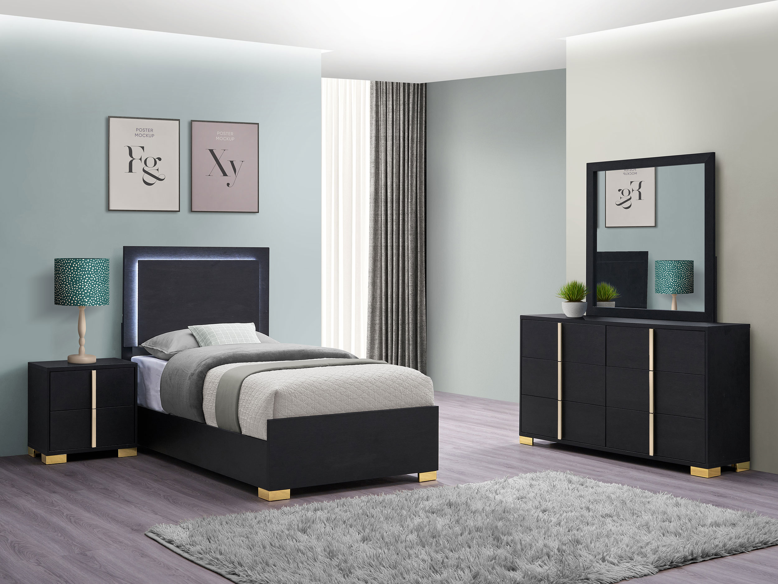 Marceline 4-piece Twin Bedroom Set Black Marceline 4-piece Twin Bedroom Set Black product image