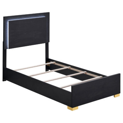 Marceline Wood Twin LED Panel Bed Black product image