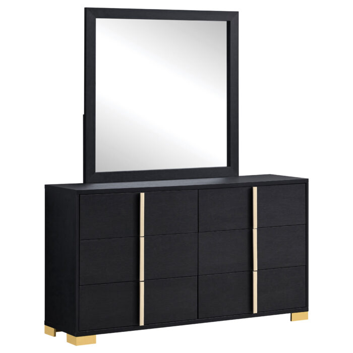 Marceline 6-drawer Dresser with Mirror Black product image