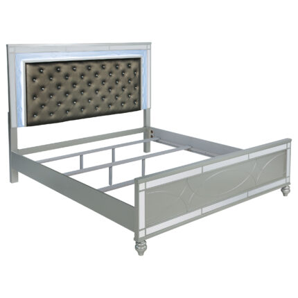 Gunnison Wood Eastern King LED Panel Bed Silver Metallic product image