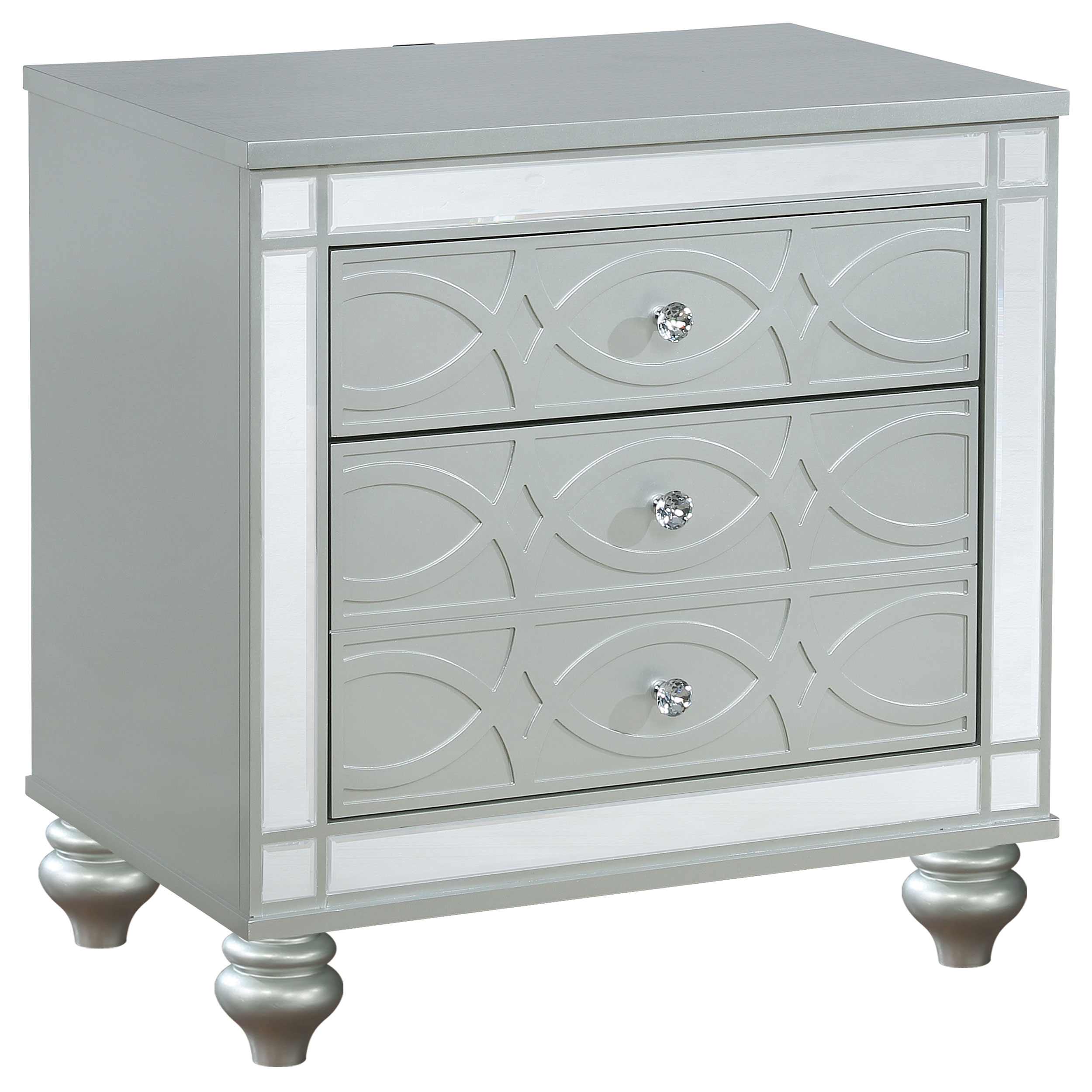 Gunnison 2-drawer Nightstand Silver Metallic Gunnison 2-drawer Nightstand Silver Metallic product image
