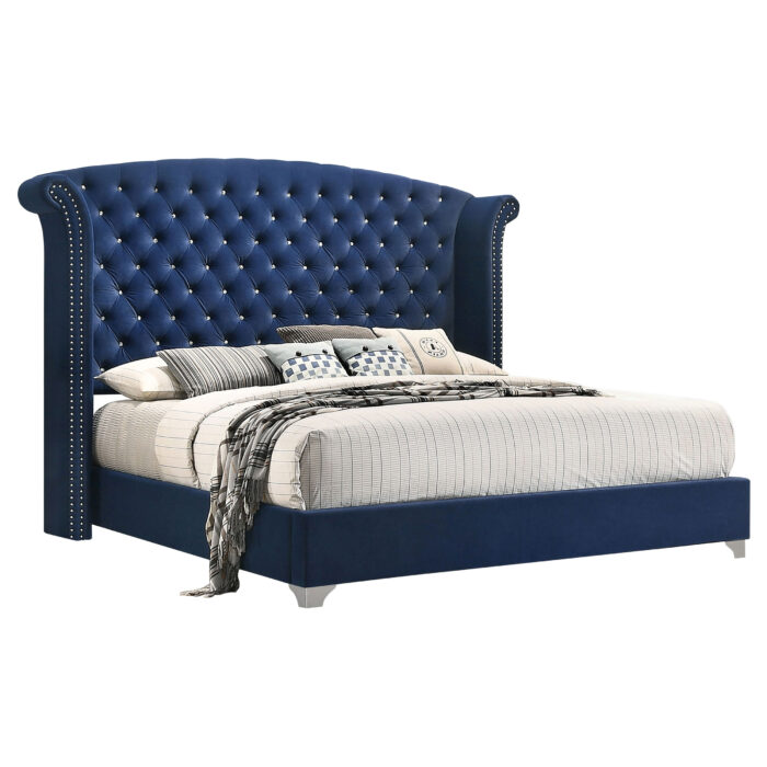 Melody Upholstered Eastern King Wingback Bed Pacific Blue product image
