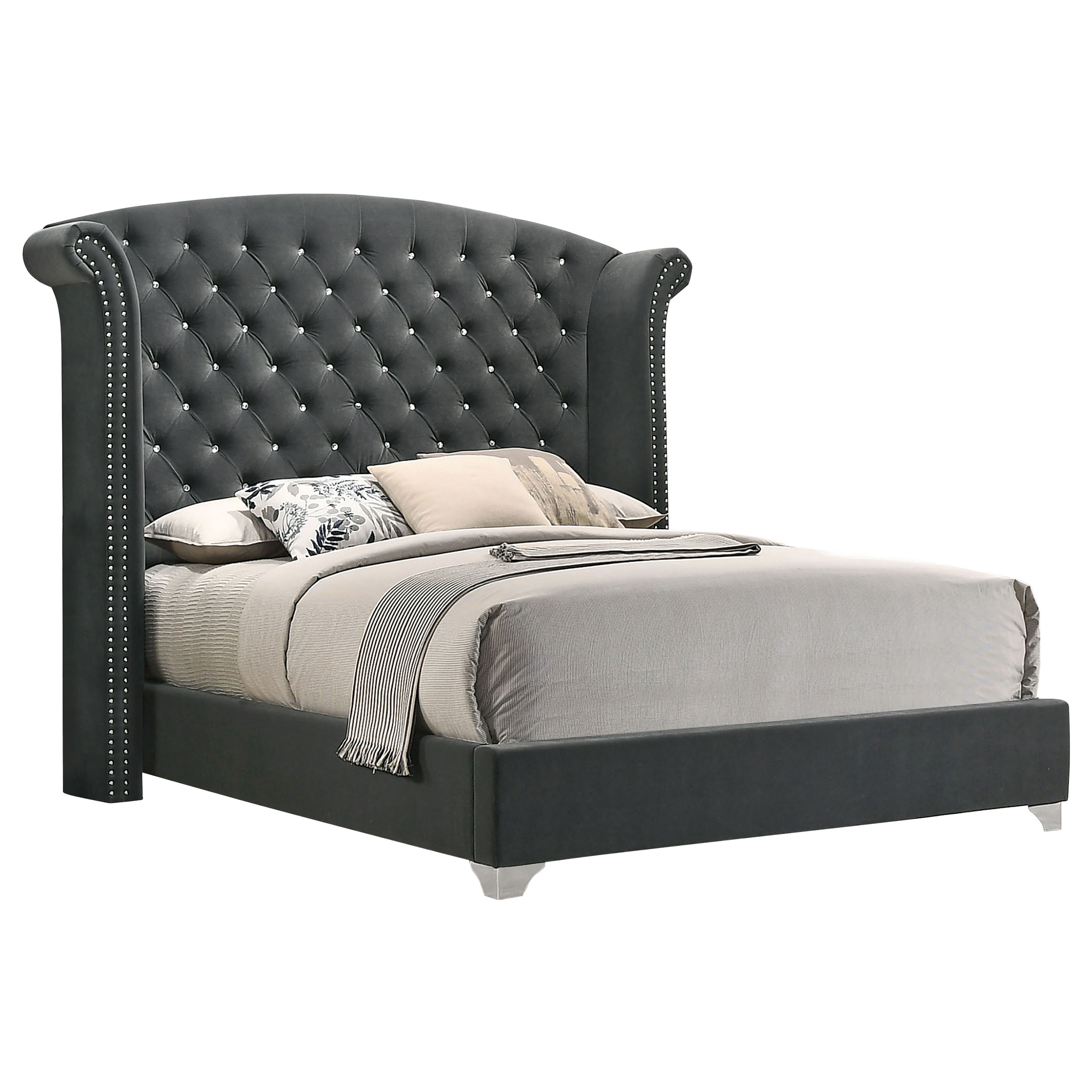 Melody Upholstered Queen Wingback Bed Grey Melody Upholstered Queen Wingback Bed Grey product image