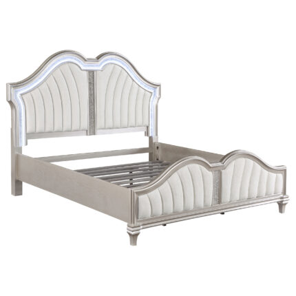 Evangeline Wood Eastern King LED Panel Bed Silver Oak product image
