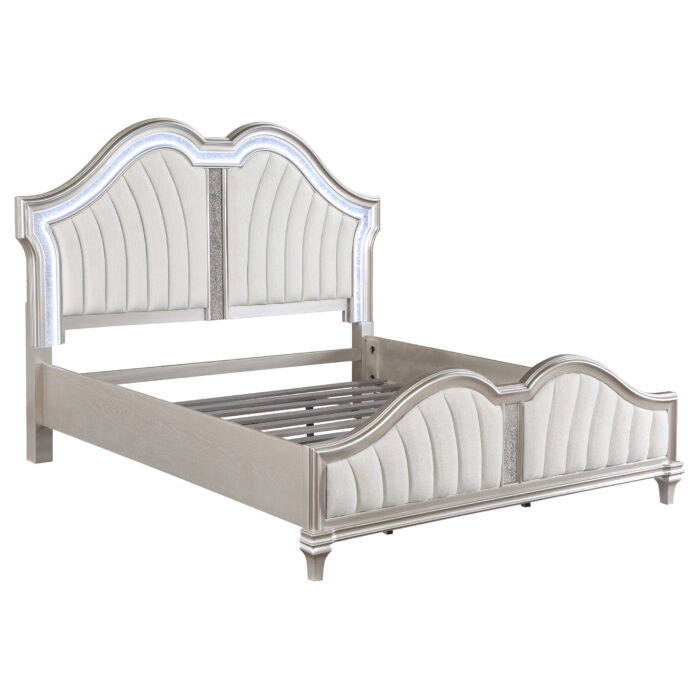 Evangeline Wood Eastern King LED Panel Bed Silver Oak product image