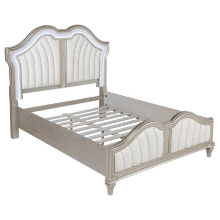 Evangeline Wood Queen LED Panel Bed Silver Oak product image