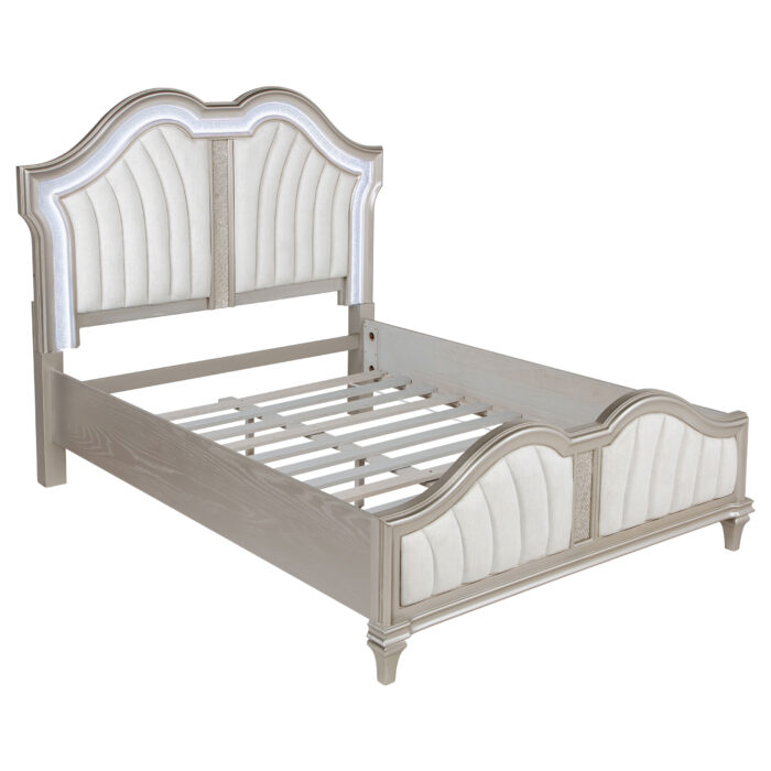 Evangeline Wood Queen LED Panel Bed Silver Oak product image