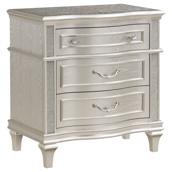 Evangeline 3-drawer Nightstand Silver Oak product image