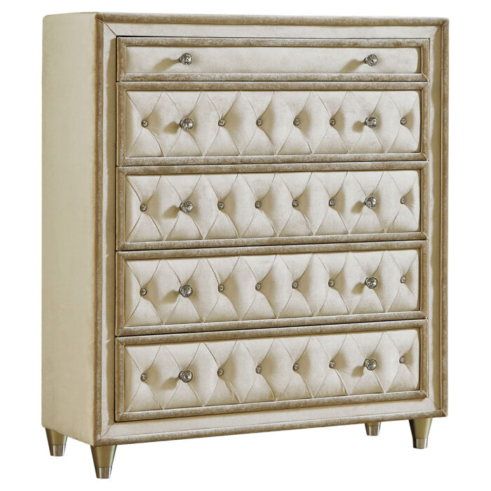 Antonella 5-drawer Bedroom Chest Ivory and Camel product image