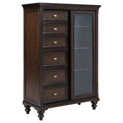 Andover 6-drawer Tempered Glass Door Chest Dark Oak product image