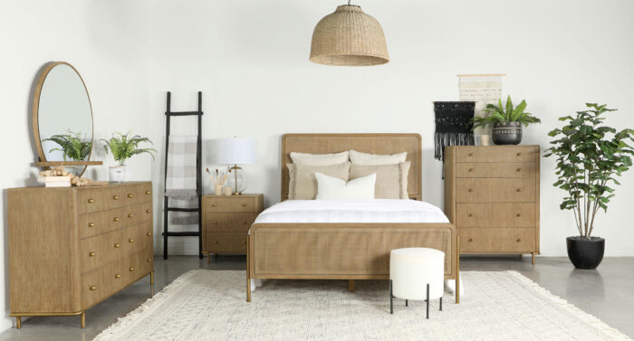 Arini 4-piece Queen Bedroom Set Sand Wash and Natural Cane product image
