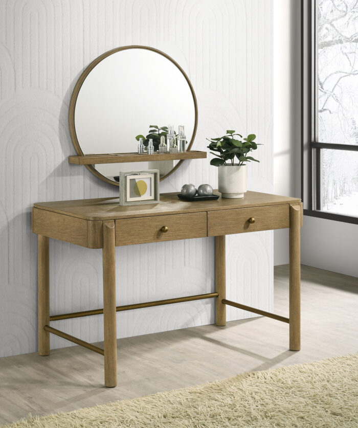 Arini 2-piece Makeup Vanity Table and Mirror Set Sand Wash product image