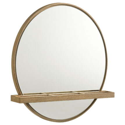 Arini Round Vanity Wall Mirror with Shelf Sand Wash product image