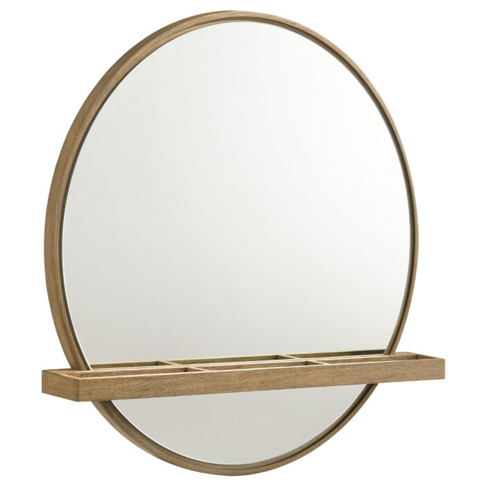 Arini Round Vanity Wall Mirror with Shelf Sand Wash product image