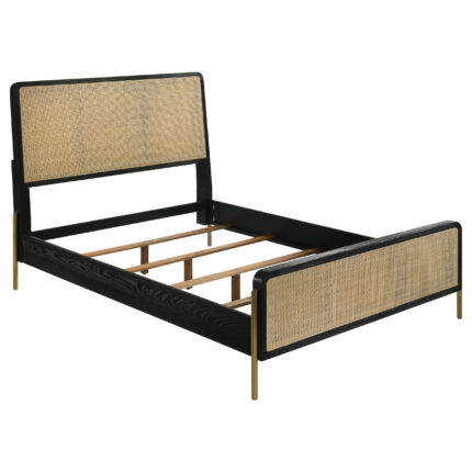 Arini Rattan Eastern King Panel Bed Black and Natural product image
