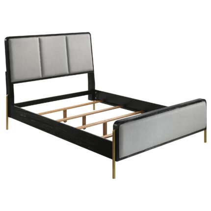 Arini Upholstered Eastern King Panel Bed Black and Grey product image