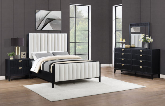 Brookmead 4-piece Upholstered Queen Bedroom Set Black product image