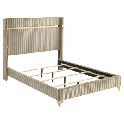 Lucia 61-inch Upholstered Eastern King Wingback Bed Beige product image