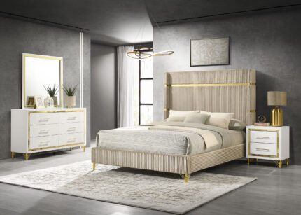 Lucia 4-piece Queen Bedroom Set Beige and White product image