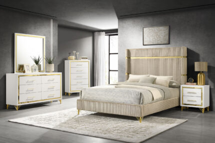 Lucia 5-piece Queen Bedroom Set Beige and White product image