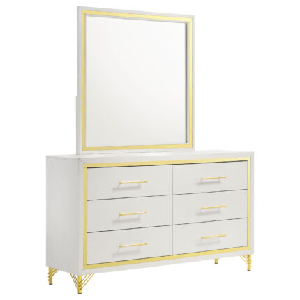 Lucia 6-drawer Dresser with Mirror White product image