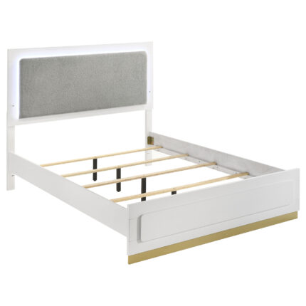 Caraway Wood Queen LED Panel Bed White product image