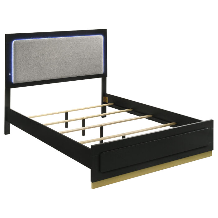 Caraway Wood Queen LED Panel Bed Black product image