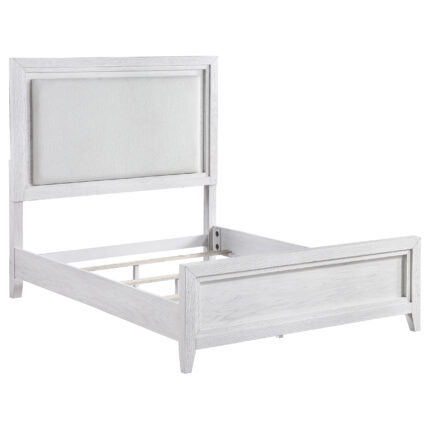 Marielle Eastern King Upholstered Panel Bed Distressed White product image