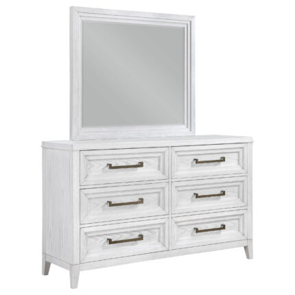 Marielle 6-drawer Dresser with Mirror Distressed White product image