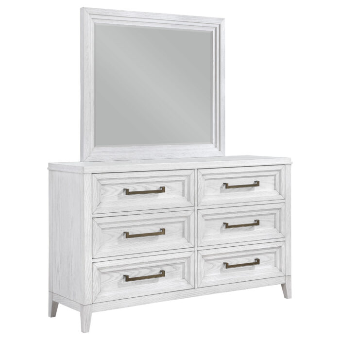 Marielle 6-drawer Dresser with Mirror Distressed White product image
