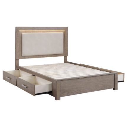 Kenora 56-inch California King LED Storage Bed Barley Brown product image